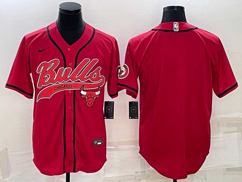 Men%27s Chicago Bulls Blank Red With Patch Cool Base Stitched Baseball Jersey->cleveland cavaliers->NBA Jersey